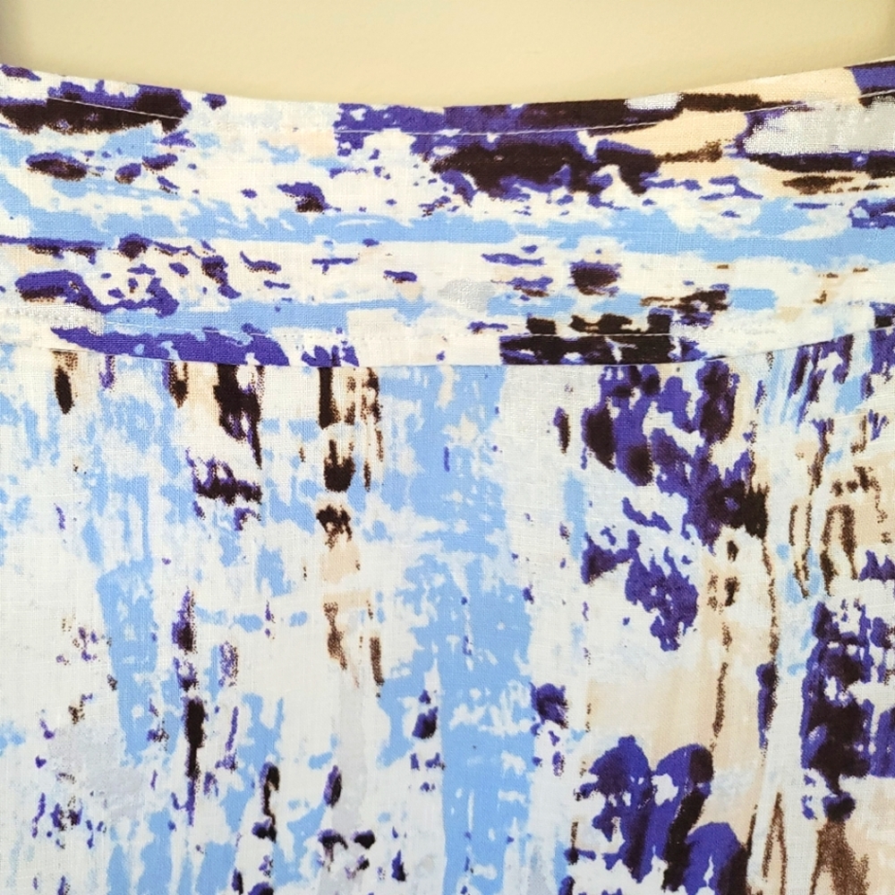 NWOT 100% Linen Kenar Midi Abstract Print Pencil Skirt, Lined, Size 6 - Picture 2 of 9